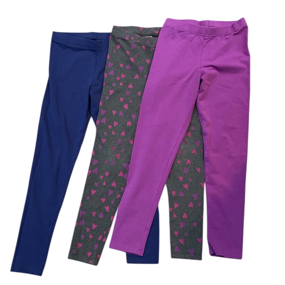 3 Pair Spotted Zebra Leggings Purple, Navy, and Gray Heart Design Size L(10)